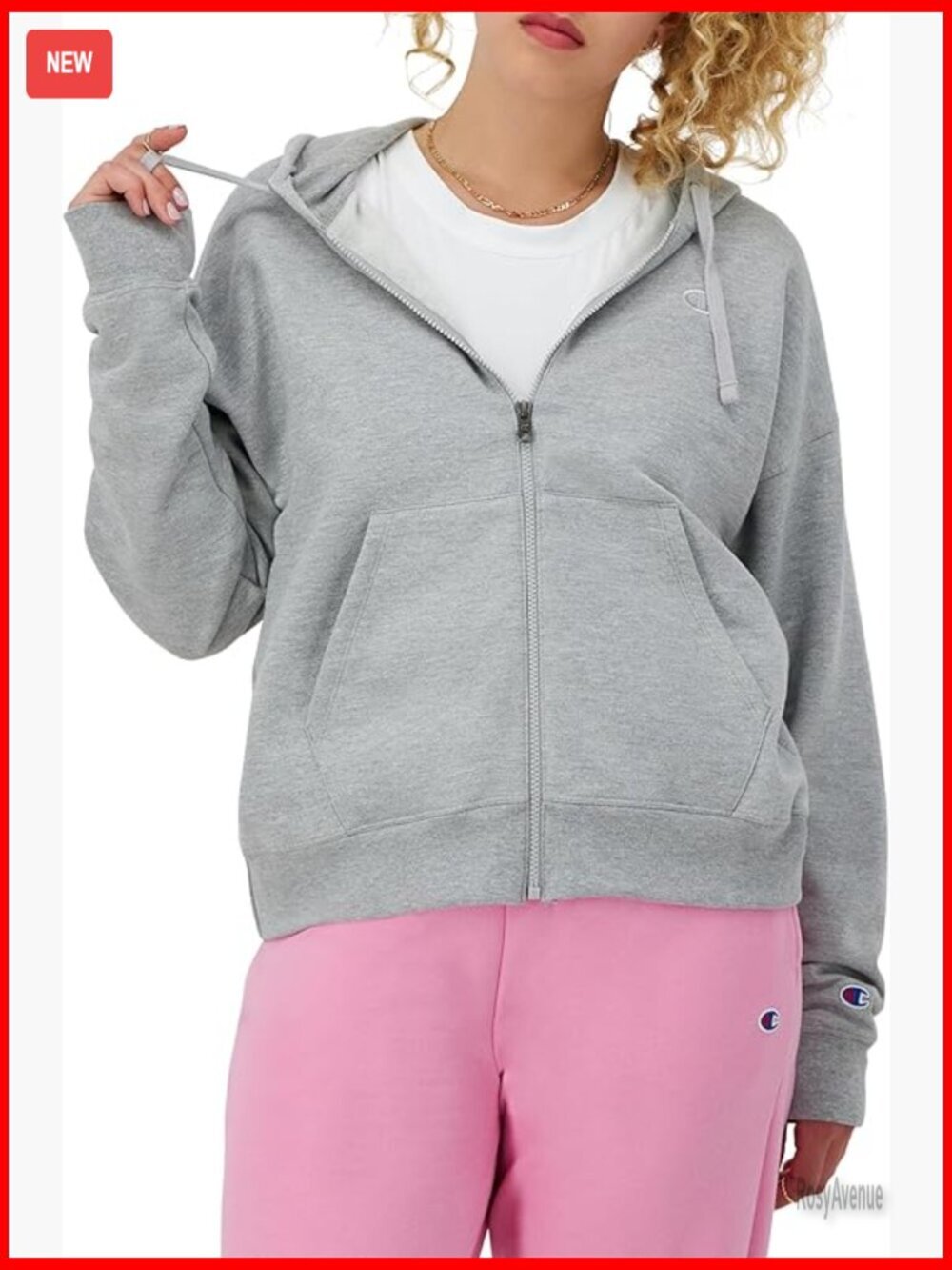Full-Zip Hoodie Fleece Sweatshirt Loose Fit Zip Up
